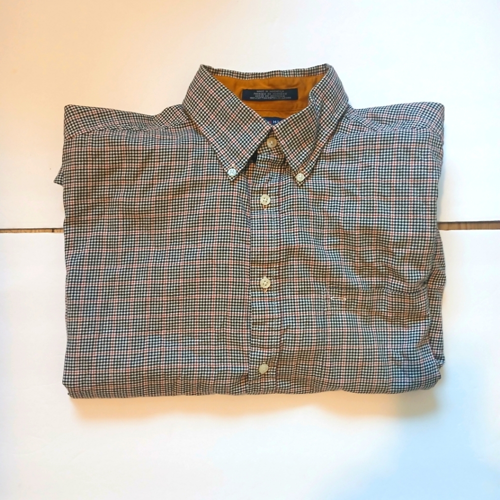 Men's TOMMY HILFIGER Plaid long sleeve button up| Size L